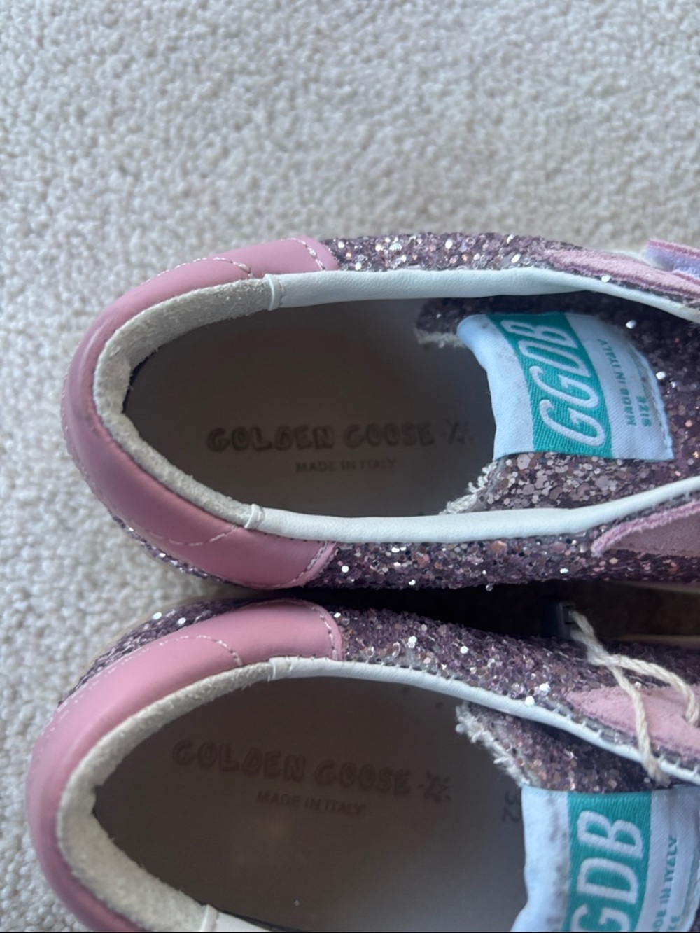 Golden Goose Kids Pink Glitter Superstar Velcro Sneakers with White Star - Picture 10 of 10